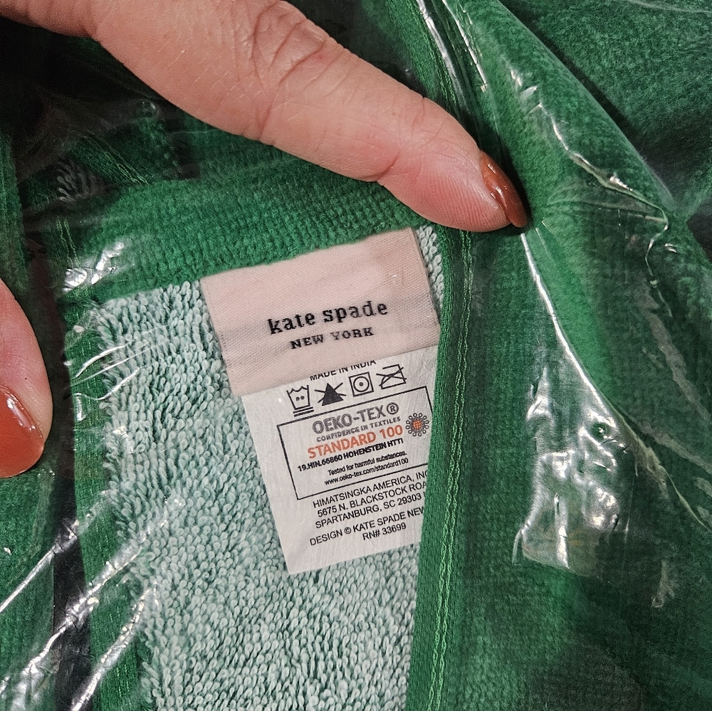 Kate Spade Dot and Spade Green & White Beach Towel- Brand New